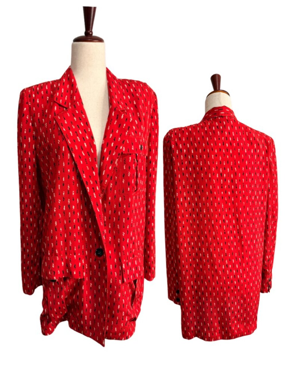 Vintage 80s Liz Claiborne Abstract Geometric Print Blazer - Sz 8
